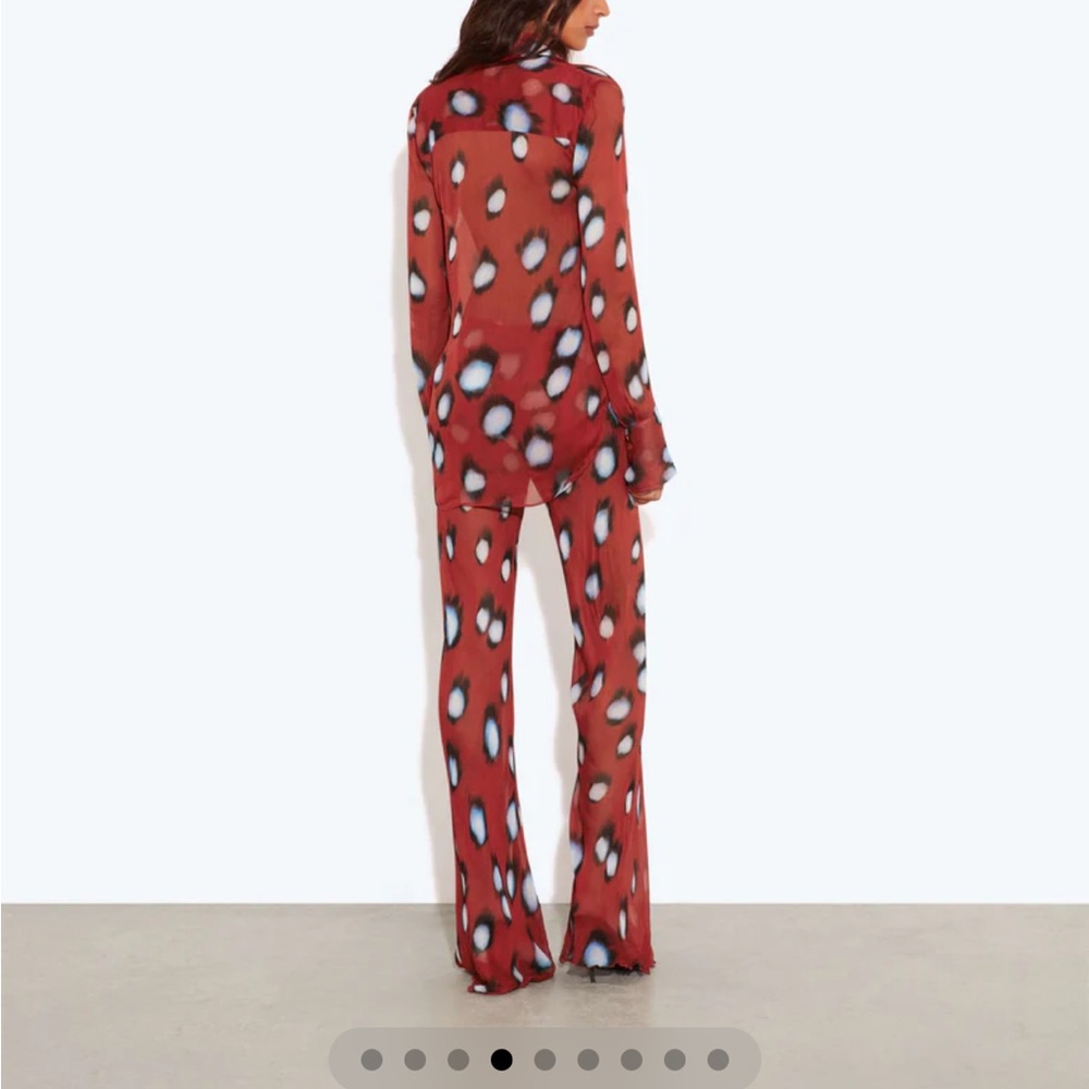 Rat & Boa Red Leopard Spot Satin Pantsuit set (top and bottom) - Picture 3 of 5